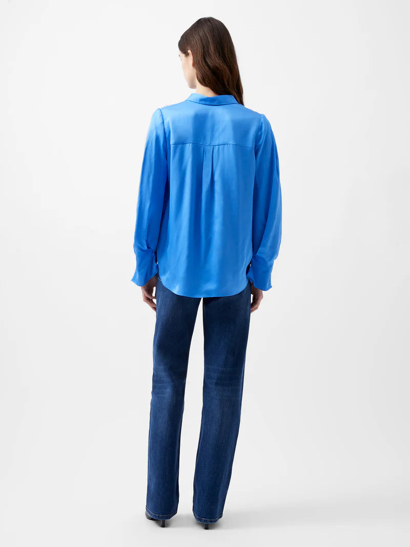 Ennis Eco Satin Sleeve Detail Shirt - Ultramarine