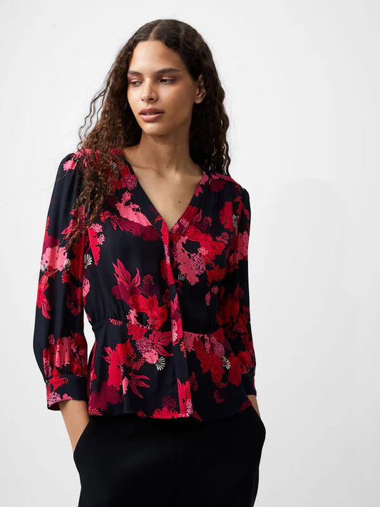 Foliage Chiara Balloon Sleeve Top - Blackout Multi