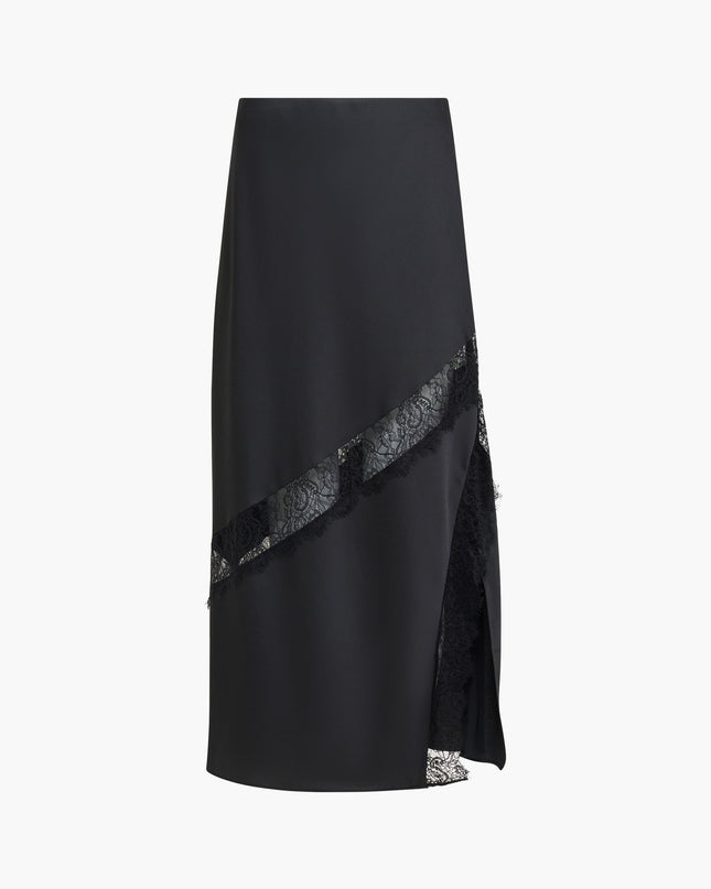 Dahlia Dark Grey Satin Lace Mix Midi Skirt
