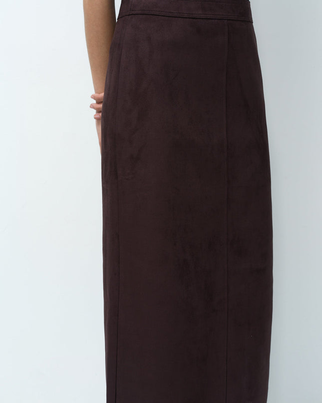 Laney Brown Faux Suede Midi Skirt