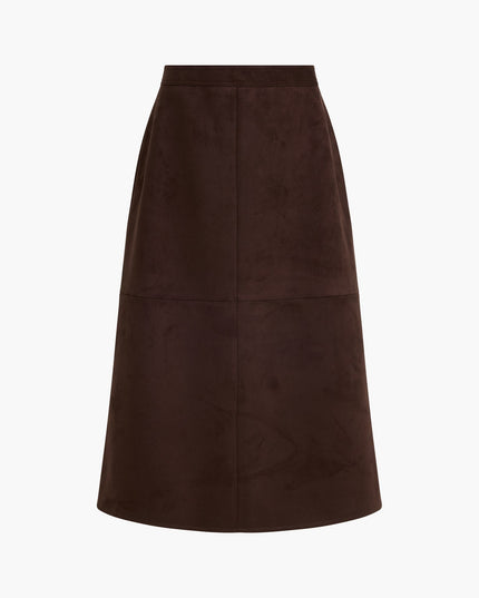 Laney Brown Faux Suede Midi Skirt