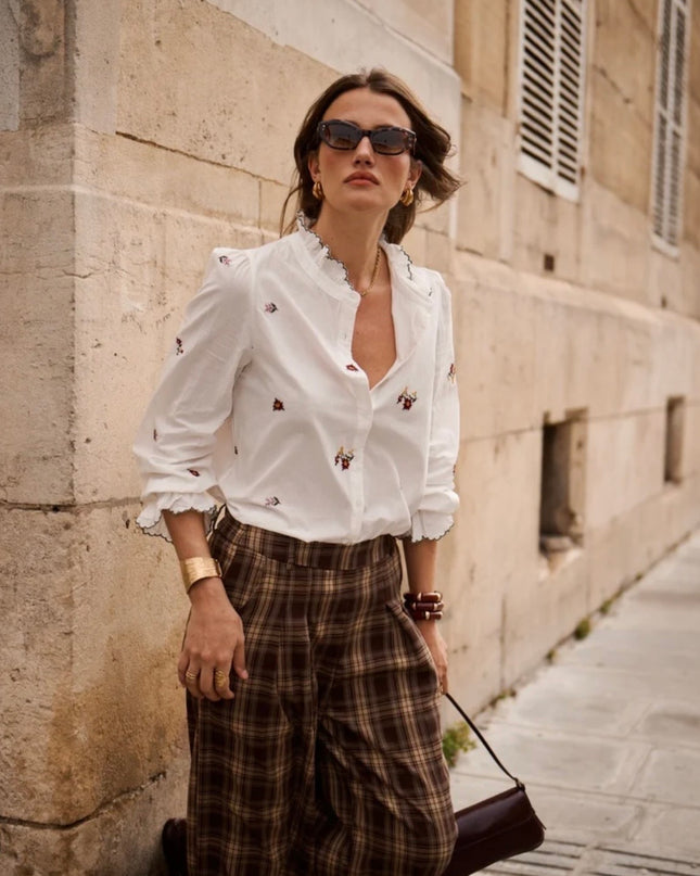 Jane Embroidered Blouse - White