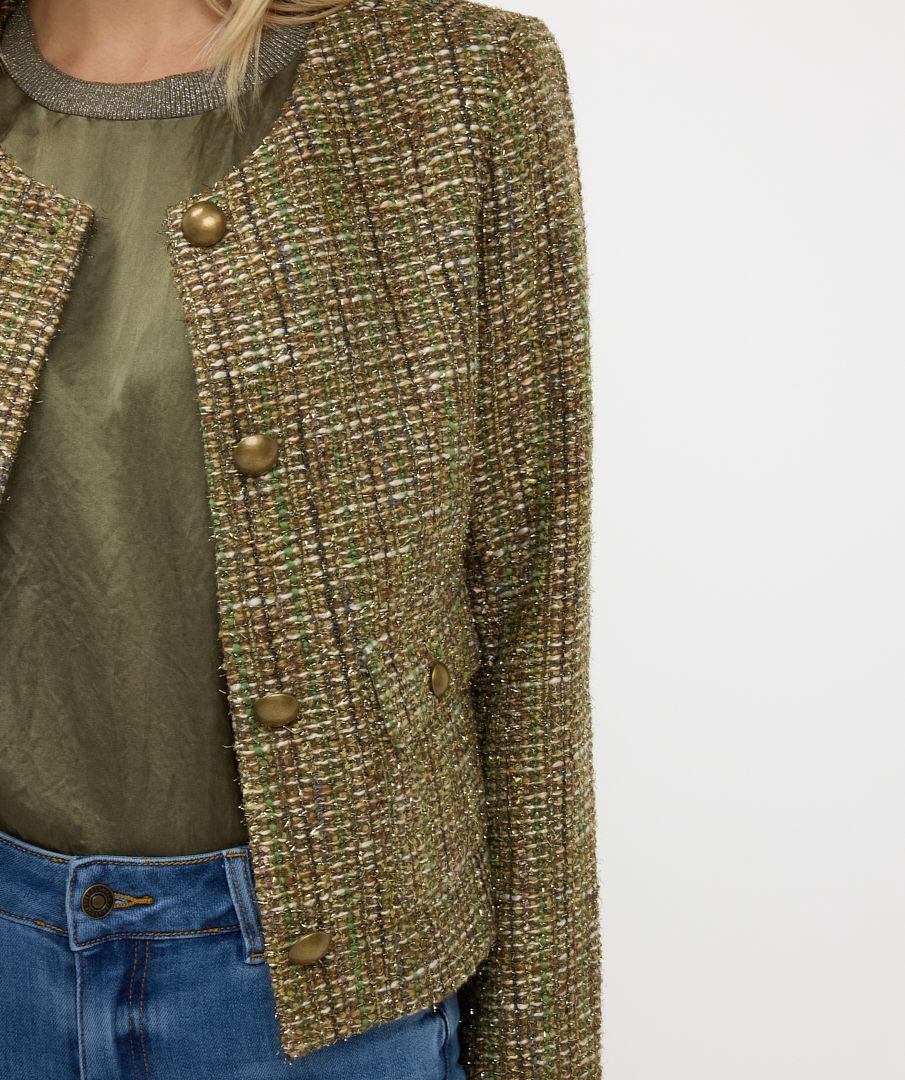 EsQualo - Tweed Blazer - Olive/Gold