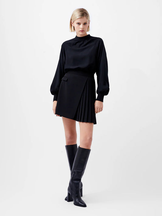 Harrie Suiting Pleated Mini Skirt - Black