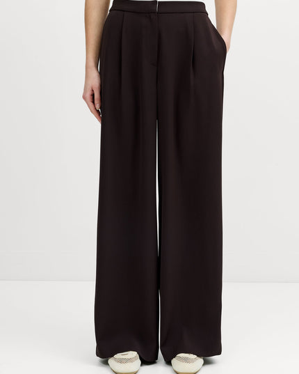 Vinnie Tailored Brown Contrast Trim Wide Leg Trousers