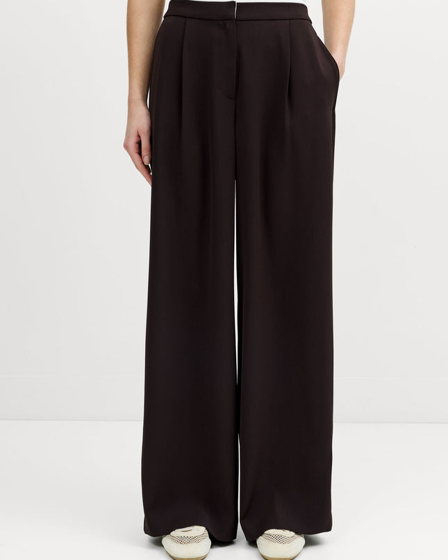 Vinnie Tailored Brown Contrast Trim Wide Leg Trousers