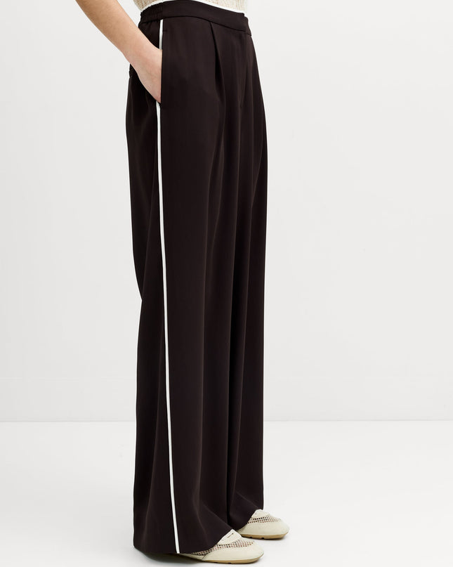 Vinnie Tailored Brown Contrast Trim Wide Leg Trousers
