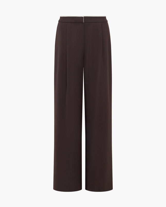 Vinnie Tailored Brown Contrast Trim Wide Leg Trousers