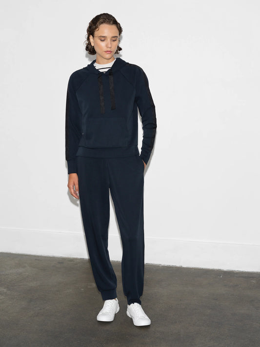 Wren Sleeve Trim Detail Hoodie - Navy/Black