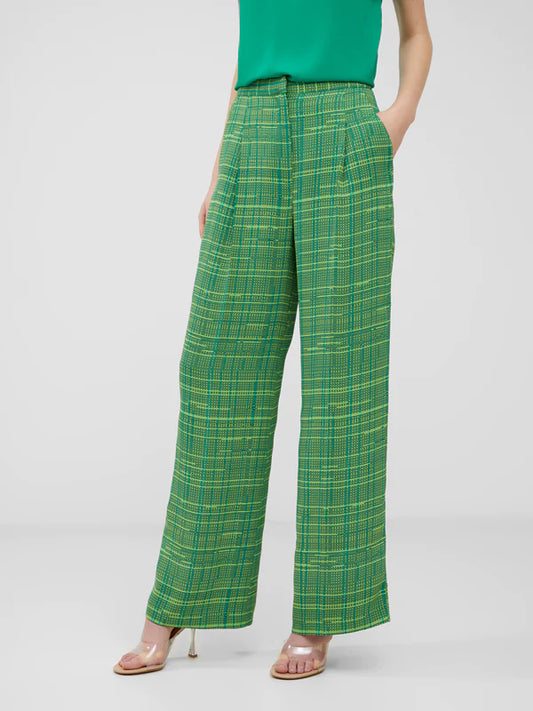 French Connection Carmen Recycled Crepe Trousers - Jelly Bean/Wasabi