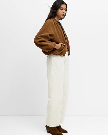 Orelia Brown Faux Suede Bomber Jacket