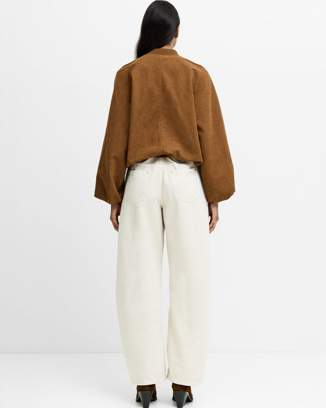 Orelia Brown Faux Suede Bomber Jacket