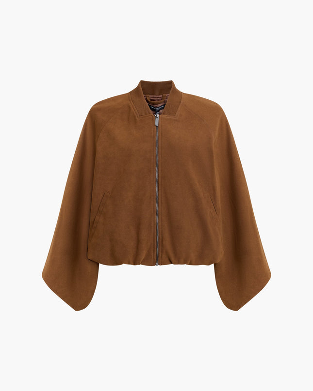 Orelia Brown Faux Suede Bomber Jacket