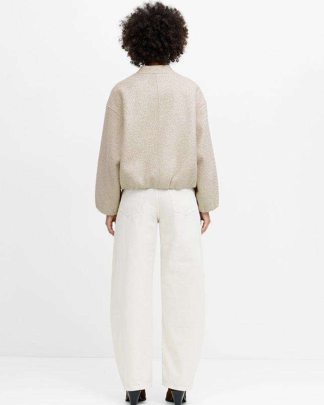 Nellie Oatmeal Textured Bomber Jacket