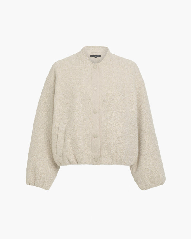 Nellie Oatmeal Textured Bomber Jacket