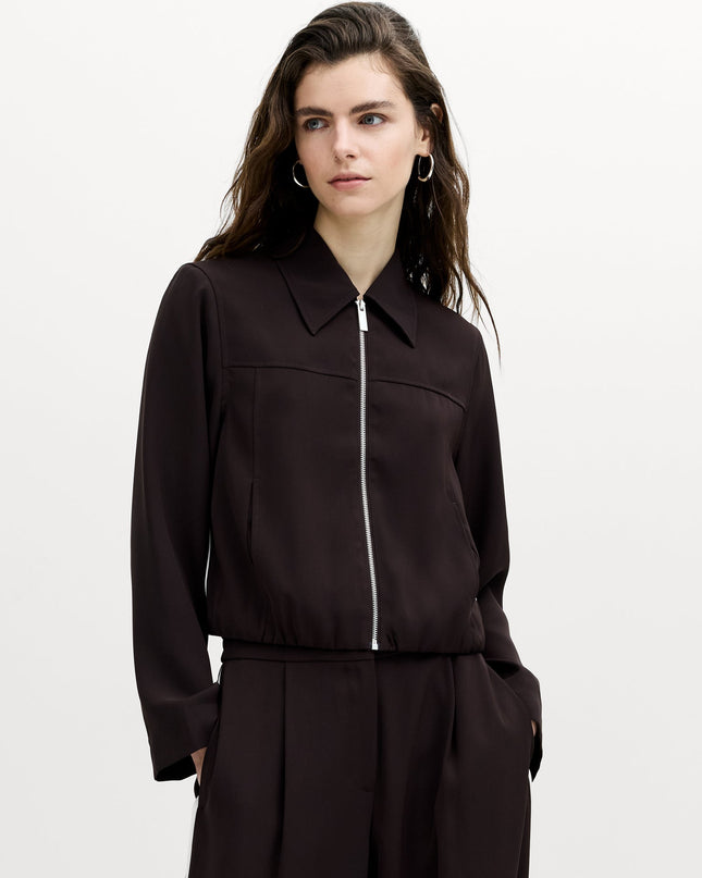 Vinnie Tailored Brown Zip Through Blouson Jacket