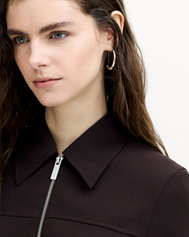 Vinnie Tailored Brown Zip Through Blouson Jacket