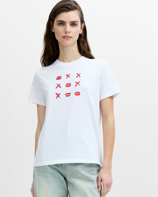 White Peached Cotton Noughts and Kisses Graphic T-Shirt