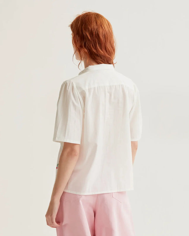 Flowy Cherry Blouse - White