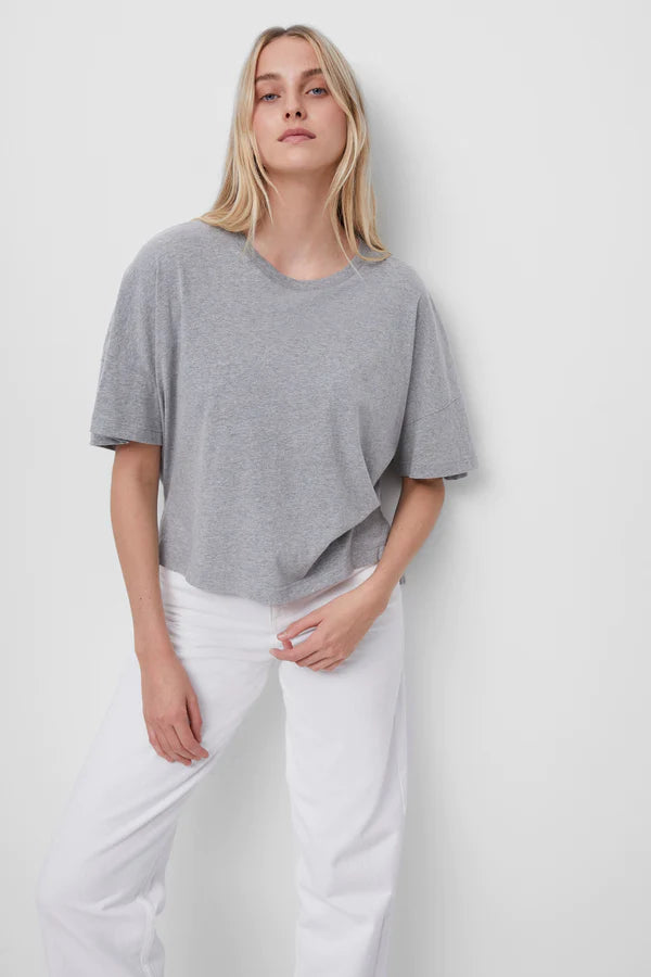 Tally Crew Neck Top - Light Grey Melange