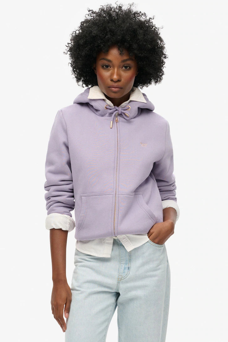 Essential Borg Lined Zip Hoodie - Lilac