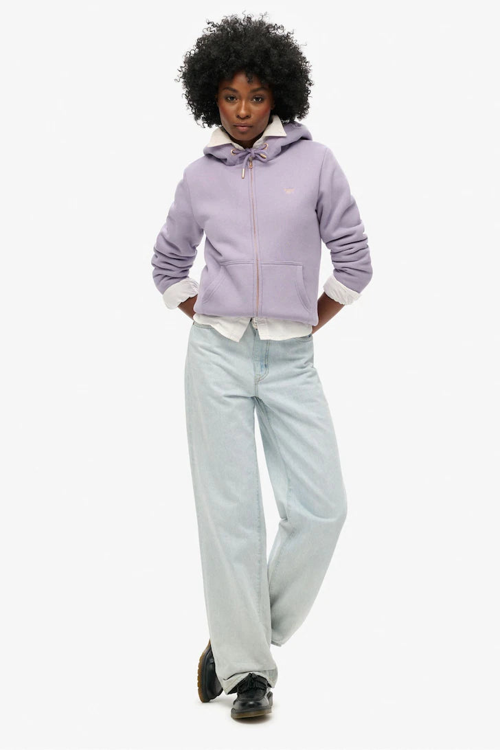 Essential Borg Lined Zip Hoodie - Lilac