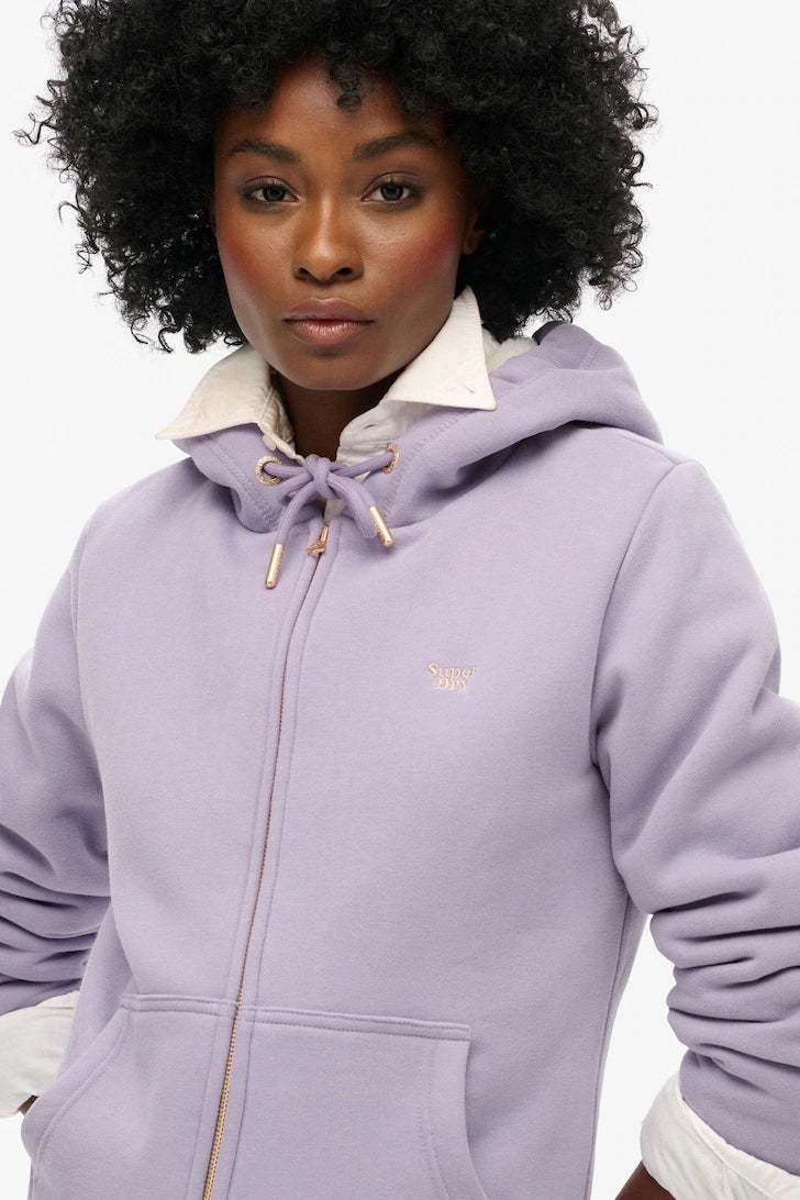 Essential Borg Lined Zip Hoodie - Lilac