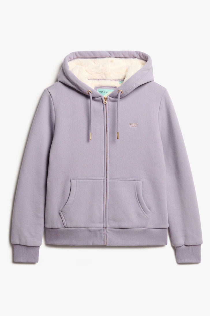 Essential Borg Lined Zip Hoodie - Lilac