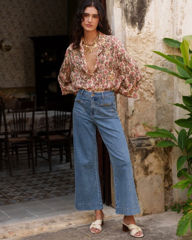 Horsebit Flare Wide Leg Jean