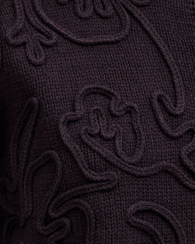 Varli Dark Brown 3D Floral Knit Cardigan
