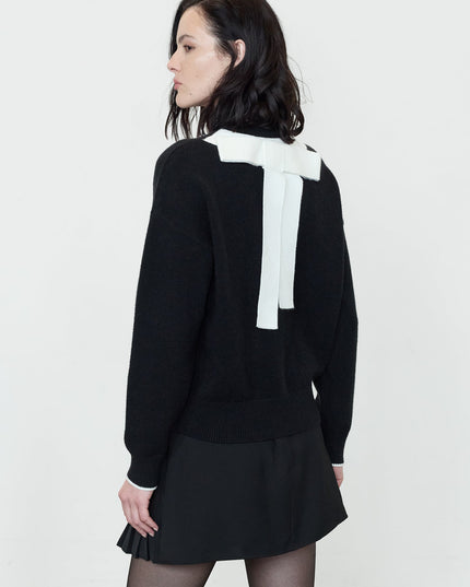 Davan Monochrome Bow Back Knit Jumper