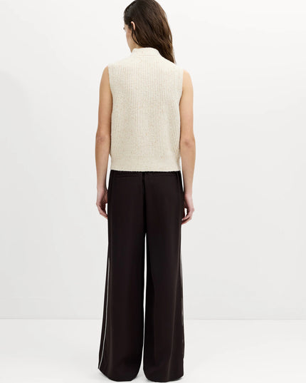Charlene Ecru Cable Knit Mock Neck Vest