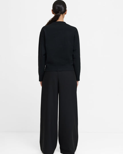 Oriana Recycled Black Floral Jacquard Mock Neck Jumper
