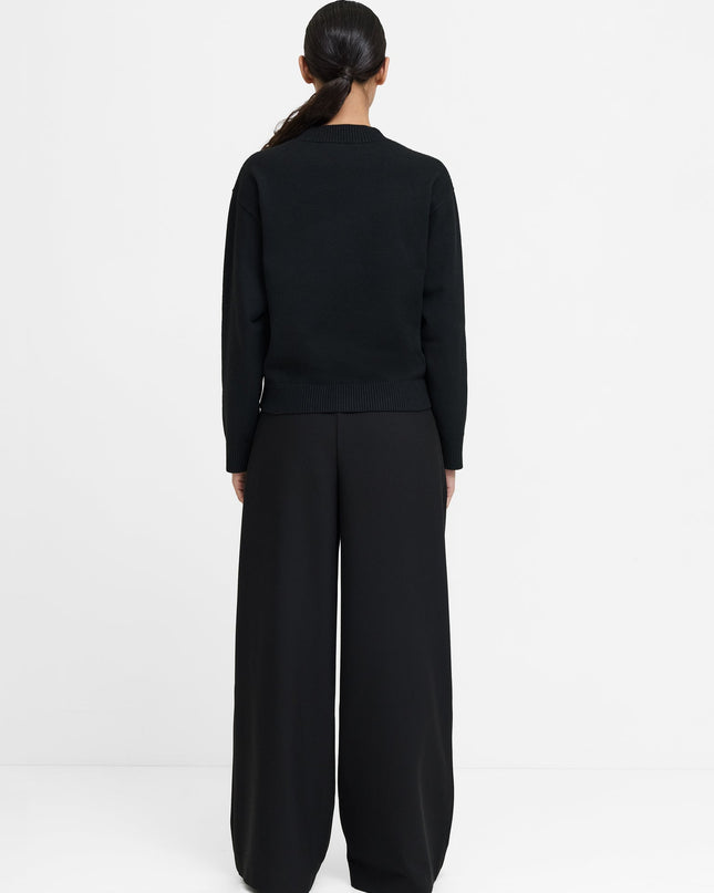 Oriana Recycled Black Floral Jacquard Mock Neck Jumper
