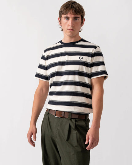 Fred Perry Striped Tshirt - Navy/Cream