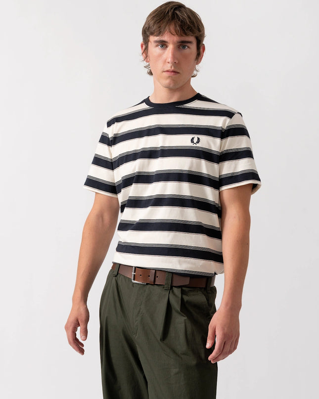 Fred Perry Striped Tshirt - Navy/Cream