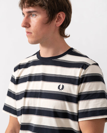 Fred Perry Striped Tshirt - Navy/Cream