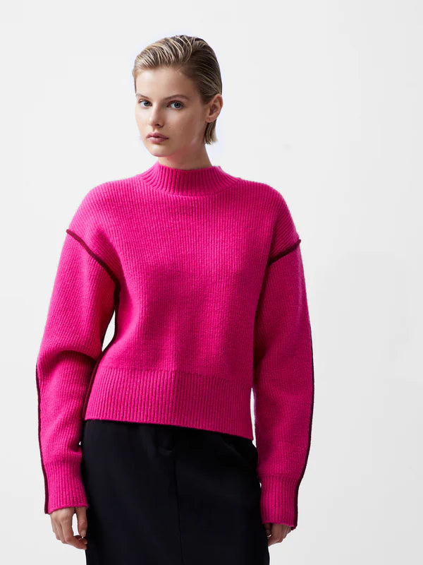 Lorena High Neck Jumper Luminous Pink Baked