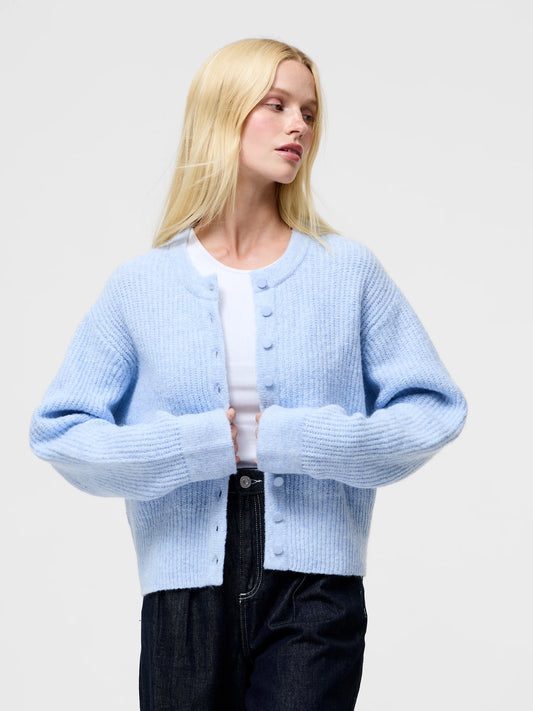 Kezia Recycled Knit Long Sleeve Cardigan - Arctic Blue