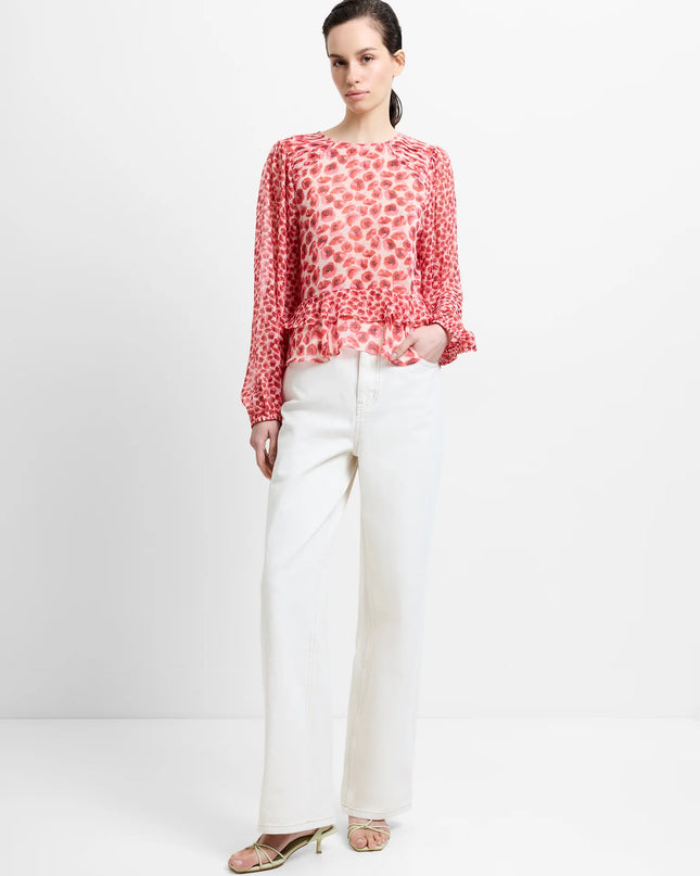 Poppy Enima Semi Sheer Top - Red Multi