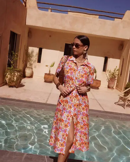 Mollie Riviera Print Shirt Dress
