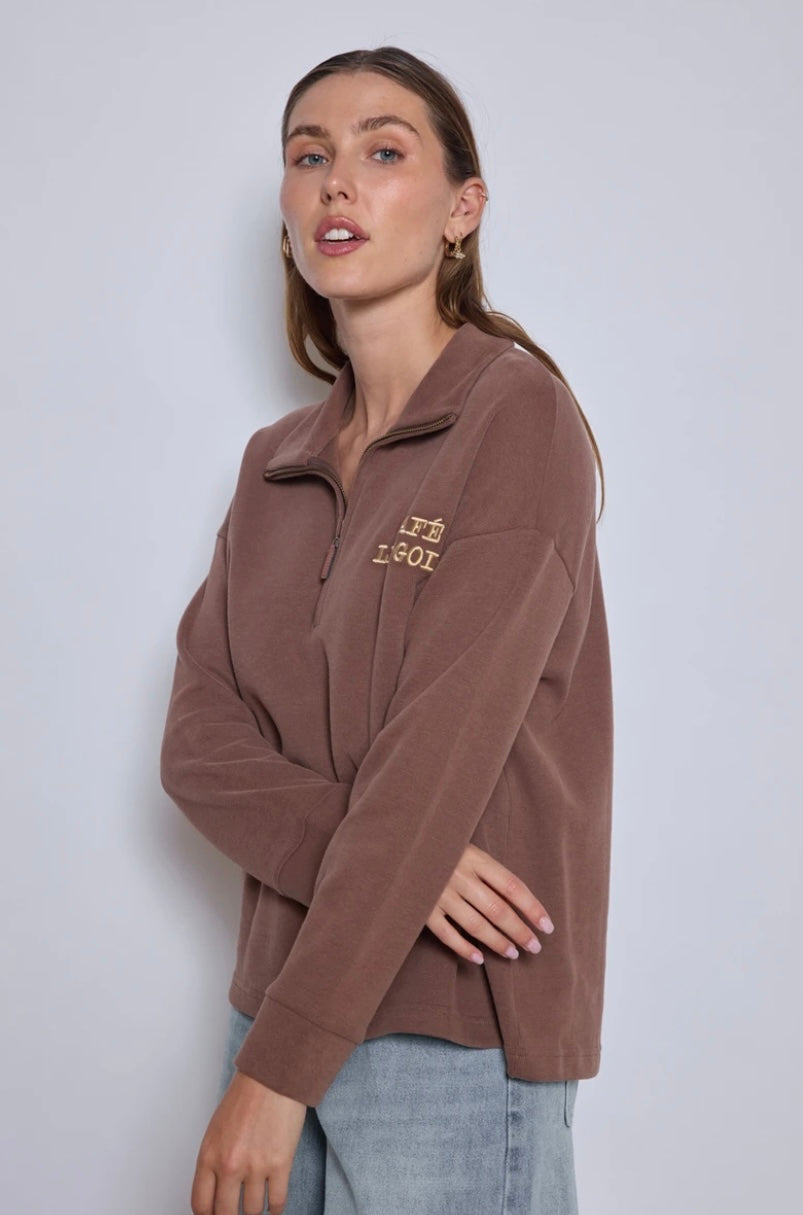 Café Légois 1/4 Zip Top - Coffee