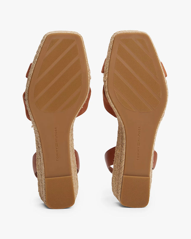 Leather/Suede Mix Wedge Espadrille - Cinnamon Bark