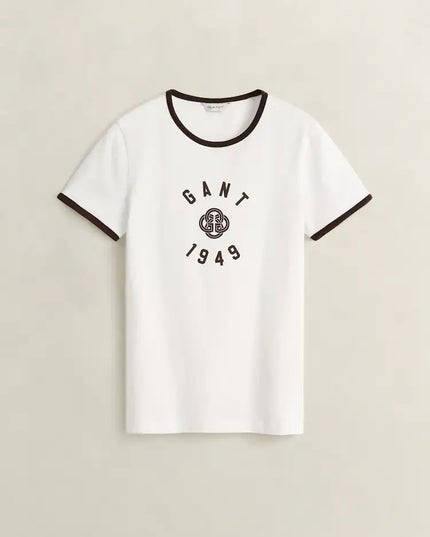 GANT Collegiate Graphic Ringer T-Shirt - White