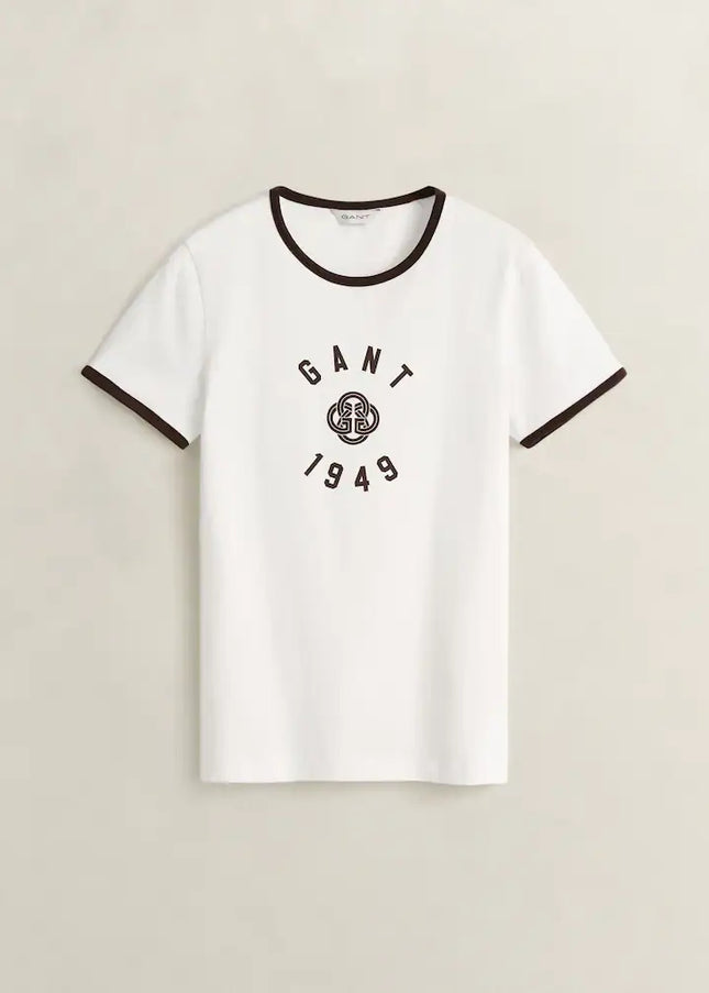 GANT Collegiate Graphic Ringer T-Shirt - White