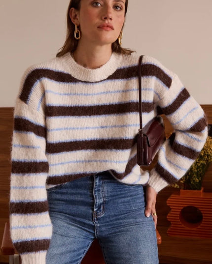 Sophie Airy Striped Jumper - Brown