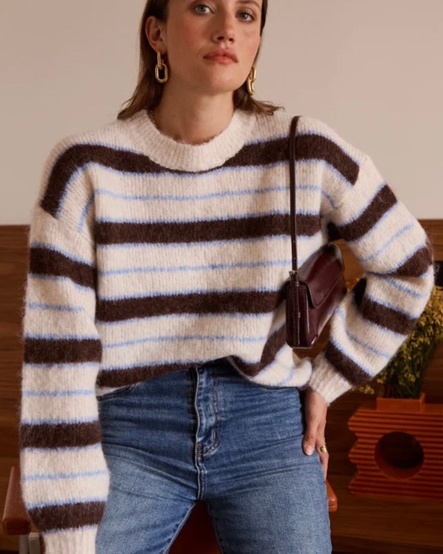 Sophie Airy Striped Jumper - Brown
