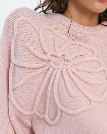 Patrice Floral Motif Jumper - Powder Pink