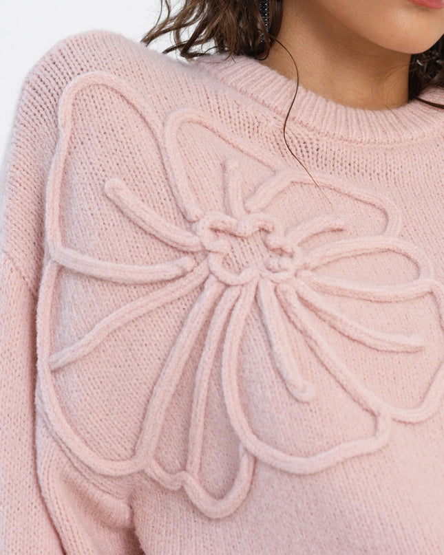 Patrice Floral Motif Jumper - Powder Pink