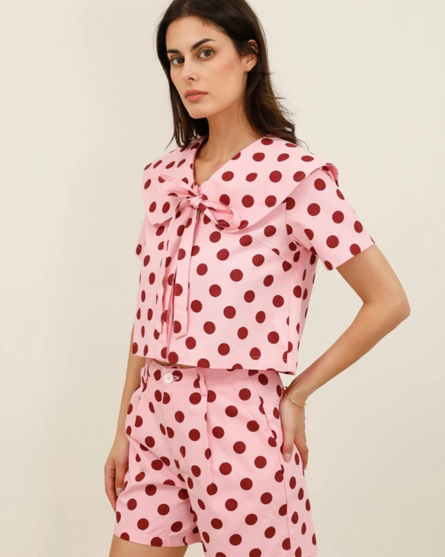 Lana Retro Polka Dot Bermuda Short - Pink